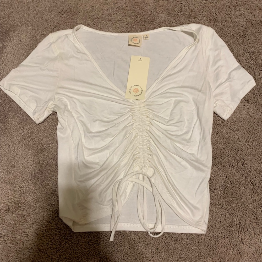 White Cinched Crop Top